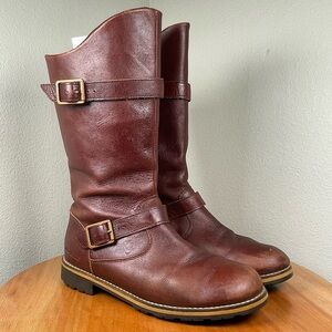 Patagonia Thatcher Brown Leather Buckle Riding Moto Boots Women's Size 9.5